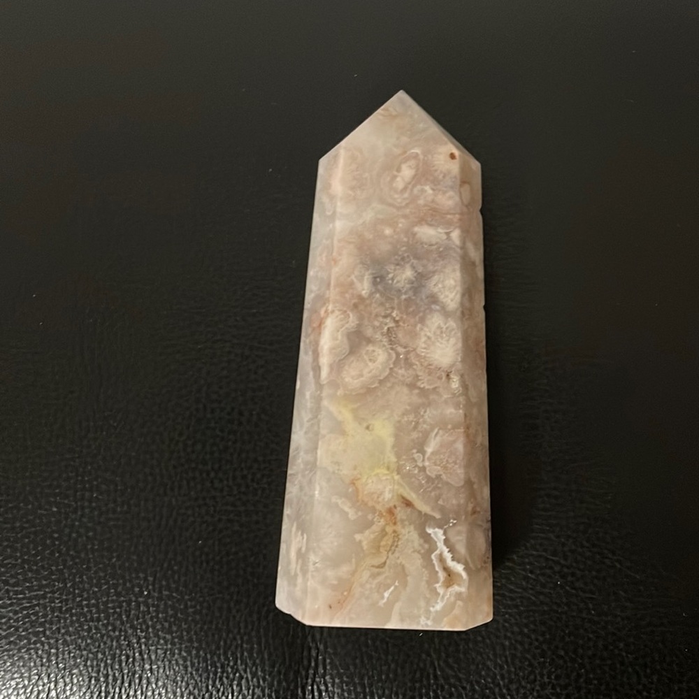 Pink Amethyst Flower Agate Tower with Quartz